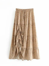 Boho Style Maxi Skirt – “Sahara Spots” High Waist Leopard Skirt for Women