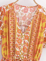 Boho Mini Dress – "Apricot Yellow” Flowy Sundress for Women