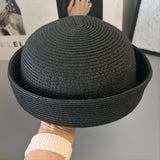 Boho Sailor Hat - Vintage Rolled Edge Straw Beret Hat
