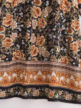 "Boho Maxi Gown – “Black Winter Rosy” Loose Flowing Dress for Women "