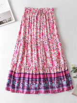Boho Skirt, Hippie Skirts, Maxi Skirt, Wild Flower Fuchsia Pink