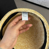 Boho Pillbox Hat - Natural Wheat Straw Beret Hat