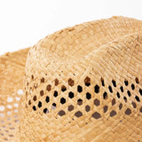 Boho Sun Beach Hat - Hollow Raffia Cowboy Straw Hat