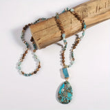 Boho Necklace - RH Precious Black Lava Oval Stones