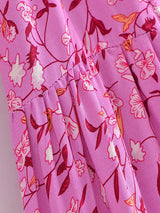 Boho Maxi Dress, Gown, Vacation in Pink and Saffron