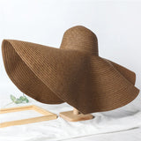 Boho Sun Beach Hat - Oversized Wide Brim Travel Straw Hat