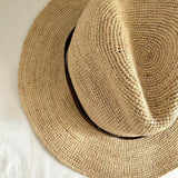 Boho Panama Hat - Natural Raffia Handwoven Straw Hat