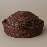 Boho Pillbox Hat - Natural Wheat Straw Beret Hat