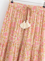 Boho Skirt, Hippie Skirts, Maxi Skirt, Crimson Fire Pink