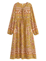 "Boho Maxi Gown – “Black Winter Rosy” Loose Flowing Dress for Women "