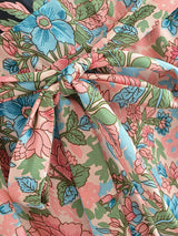 Boho Mini Dress – “Golden Folk” Vintage Floral Wrap Dress Sundress in Pink & Black