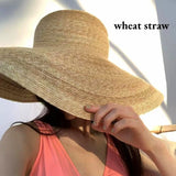 Boho Sun Beach Hat - Hepburn Wheat Straw Basin Hat