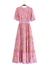 Maxi Dress - Boho Dress - Sundress - Scilla Pivoine in Pink and Blue