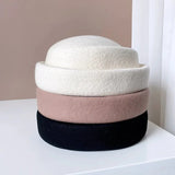 Boho Pillbox Hat - British Wool Felt Painter Beret