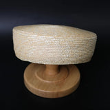 Boho Pillbox Hat - French Handwoven Straw Beret Hat