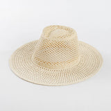 Boho Sun Beach Hat - Handwoven Hollow Wide Brim Straw Fedora Hat