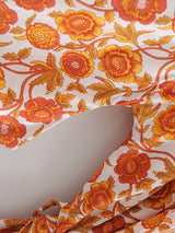 Boho Kimono Robe – “Saffron Sun” Yellow Floral Short Cover-Up for Beach & Lounge