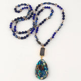 Boho Necklace - RH Precious Black Lava Oval Stones