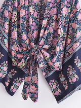 Boho Robe – “Flower Whisper” Bohemian Short Kimono Cover-Up for Beach or Lounge