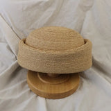 Boho Pillbox Hat - Natural Raffia French Beret Hat