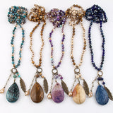 Boho Necklace - RH Precious Turquoise Stones Blue Gypsy