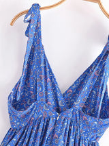 Boho Mini Dress – Luna Floral Tie-Strap Summer Dress for Women (Green, Red, Blue)