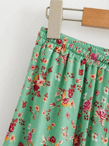 Boho Maxi Skirt – “Midnight Peony” Floral Print Skirt in Navy & Rose Stripe