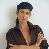 Boho Pillbox Hat - Handwoven Straw Beret Beach Hat