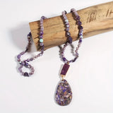 Boho Necklace - RH Precious Black Lava Oval Stones