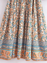 Boho Maxi Dress – “Desert Mosaic” Long Sleeve Printed Gown in Red & Dusty