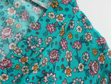 Boho Kimono Cover-Up – “Ocean Temple” Floral Print Maxi Robe in Turquoise Blue & Pink