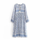 Boho Maxi Gown – “Blue Pink Sky” Loose Flowing Dress for Women