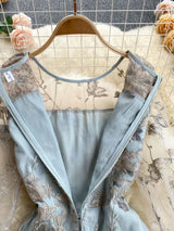 Vintage Boho Midi Dress - Blue Amelia | Embroidered Lace Bohemian Style Dress