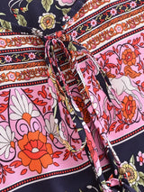 "Boho Maxi Gown – “Black Winter Rosy” Loose Flowing Dress for Women "