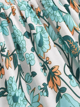 Boho High-Low Skirt – Indira Smocked Waist Floral Maxi Skirt in Green and Navy