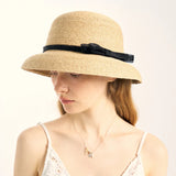 Boho Sun Beach Hat - Wide Brim Straw Hat with Bow