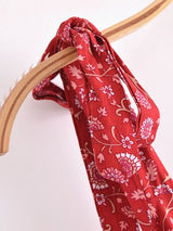 Boho Mini Dress – Luna Floral Tie-Strap Summer Dress for Women (Green, Red, Blue)