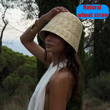 Boho Bucket Hat - Natural Wheat Straw Fisherman Hat