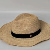 Boho Panama Hat - Fine Raffia Wide Brim Straw Hat
