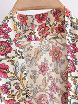 Boho Kimono Robe – Malisa Green and Pink Floral Beach Cover-Up Blouse