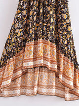 Boho Maxi Skirt – “Aqua Bloom” 2-Way Floral Skirt & Dress in Teal and Terracotta