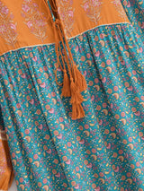 Boho Maxi Gown – “Blue Pink Sky” Loose Flowing Dress for Women