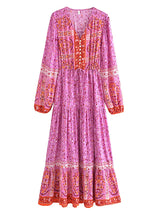 Boho Maxi Gown – “Vacation in Saffron” Flowy Dress for Women