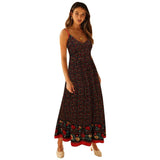 Bohemian Maxi Dress – Elara Floral Summer Dress for Women (Red, Beige, Black)
