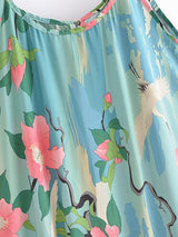 Boho Midi Dress, Sundress, Zaynab Green Lotus