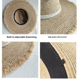 Boho Panama Hat - Oversized Raffia Tassel Straw Hat