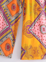 Boho Wide Leg Pants – Meadow Green Floral Print Lounge Pants for Women