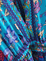 Bohemian Maxi Dress – “Mirage” Flowing Festival Gown Boho Beach Dress in Blue and Red