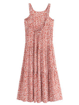 Maxi Dress - Boho Dress - Maxi Boho Sundress - Red White Daisy
