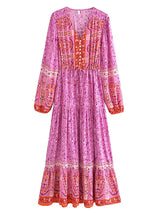 Boho Maxi Gown – “Vacation in Saffron” Flowy Dress for Women